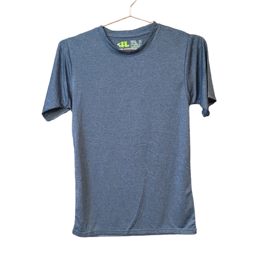 New LESLIE JORDAN Blue Solid Short Sleeve T Shirt Size XS